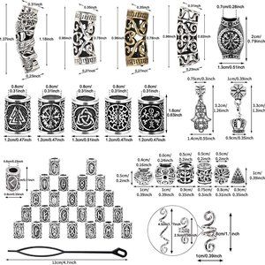 Showgeous 100 Pieces Viking Beads Antique Norse Hair Tube Beads